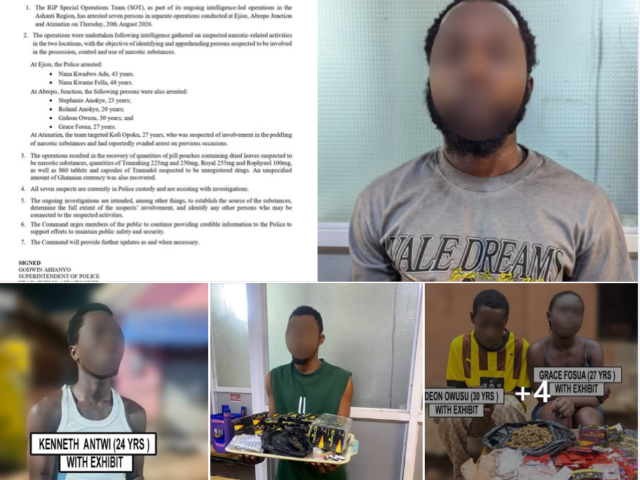 A/R: Seven persons arrested in intelligence-led narcotics operations