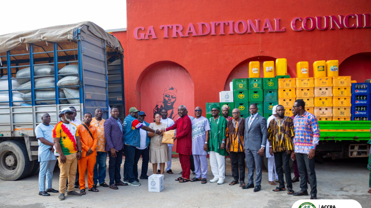 Greater Accra Minister, Accra Mayor present Mahama’s Homowo donation to Ga Traditional Council