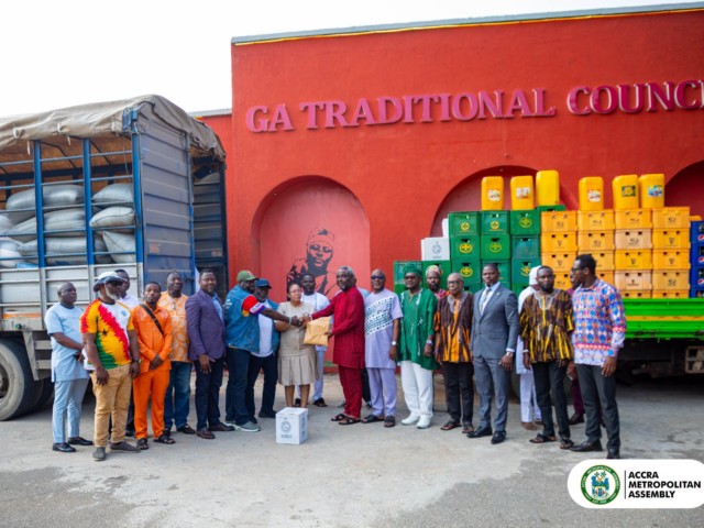 Greater Accra Minister, Accra Mayor present Mahama’s Homowo donation to Ga Traditional Council