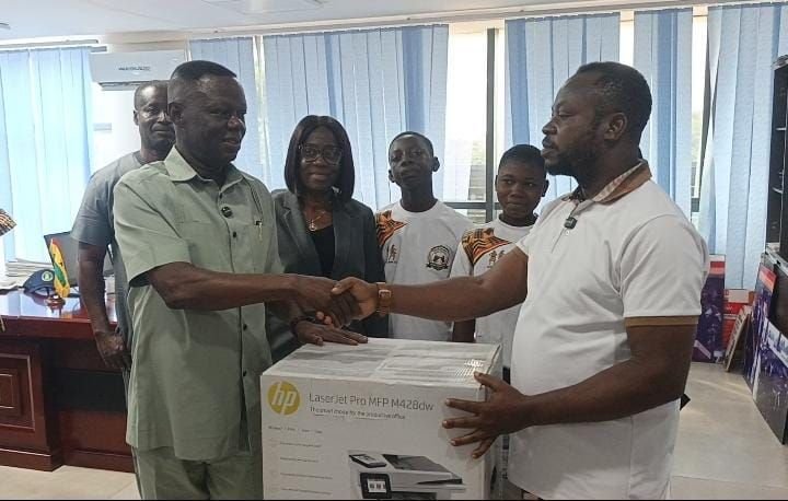 Western North Regional Minister supports Awaso Asempaneya M/A JHS with ICT equipment