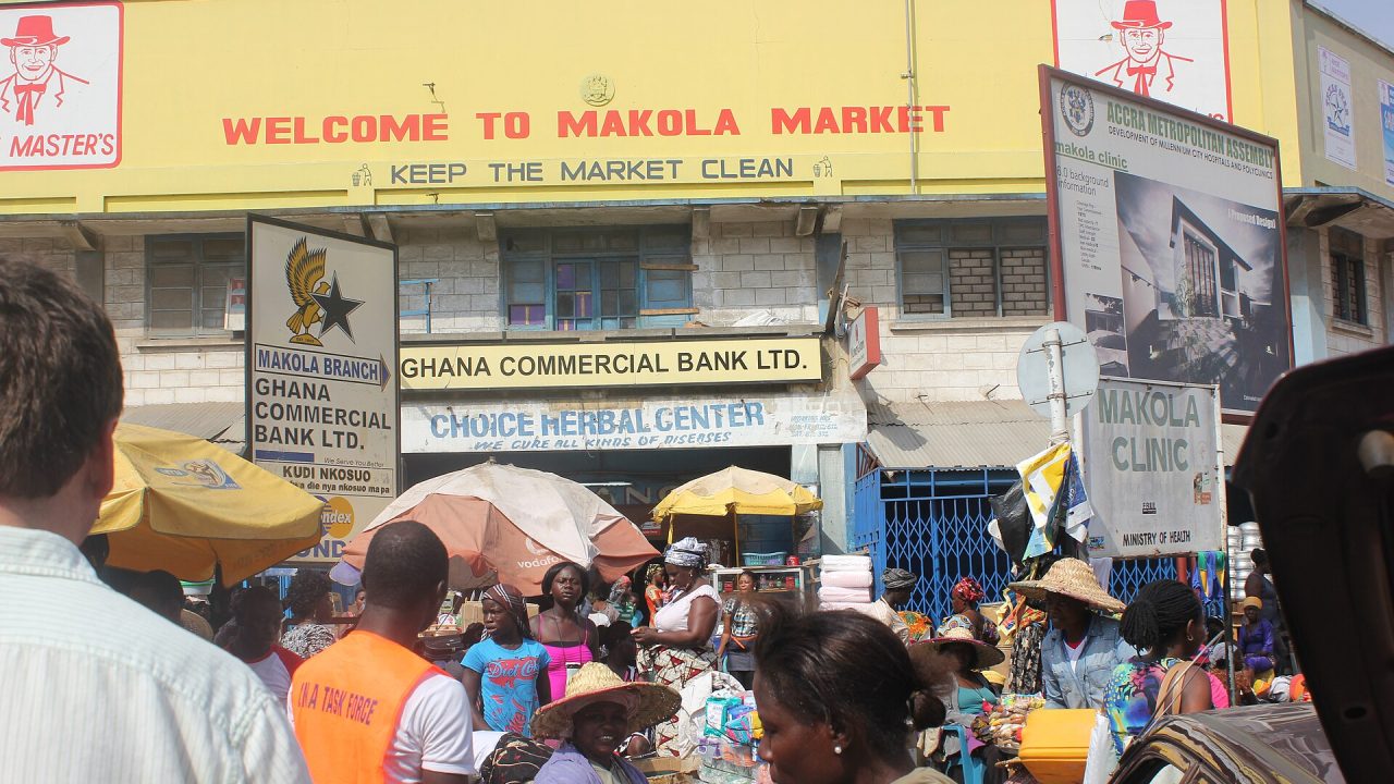 Entrance to Makola Market in central Accra