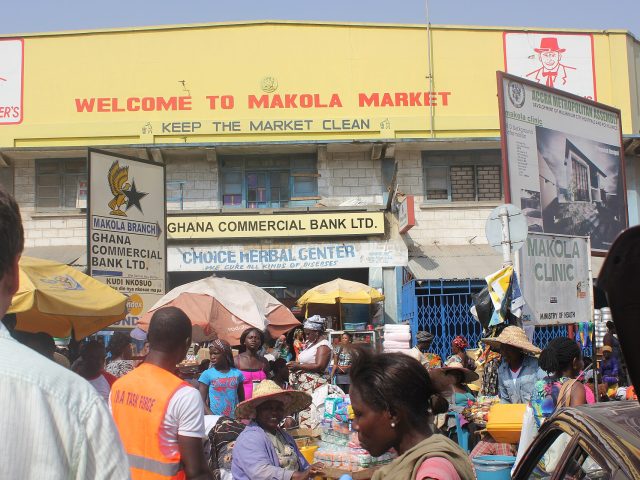 Entrance to Makola Market in central Accra