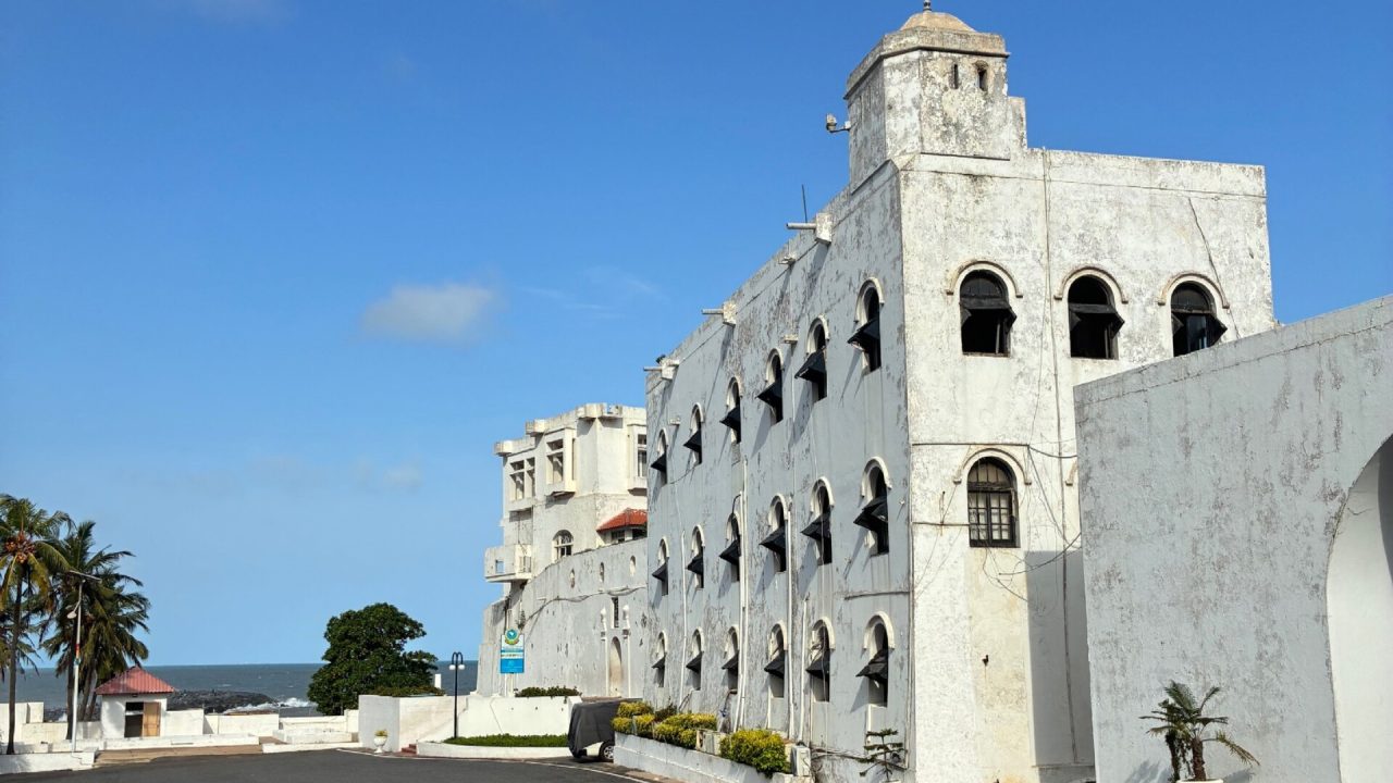 Osu Castle, also known as Christiansborg Castle, in Accra