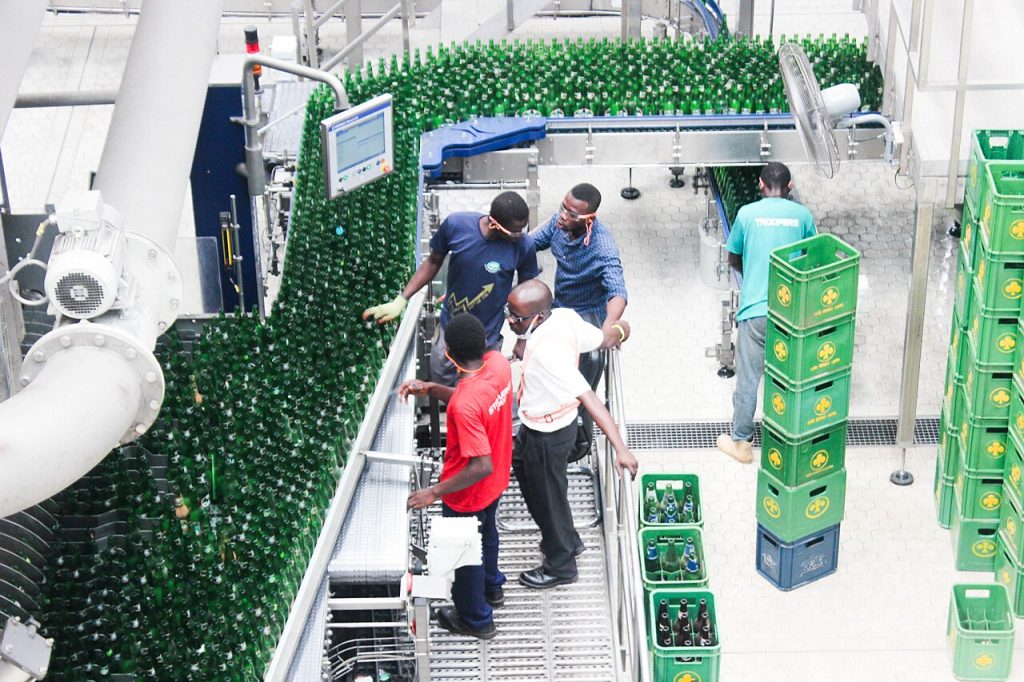 Workers at Accra Brewery