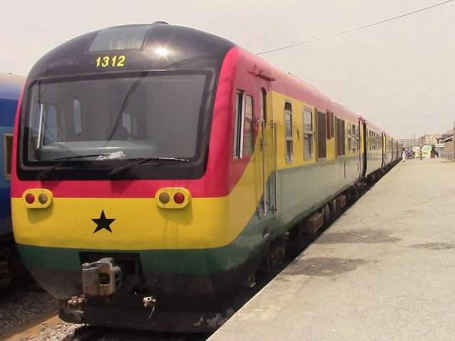 A train parked at the Accra railway station