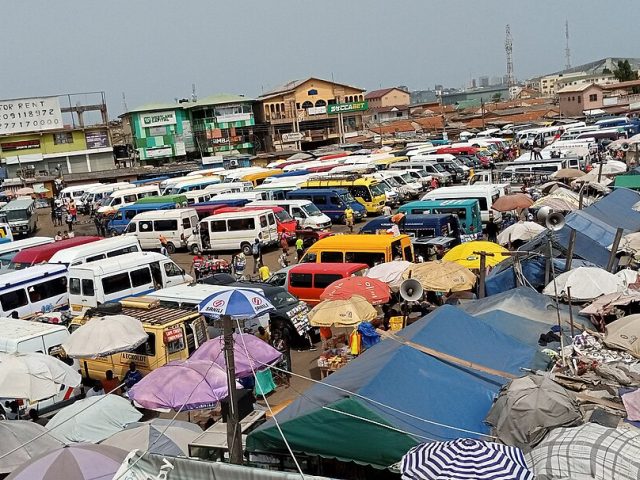 The bus station at Kaneshie, Accra