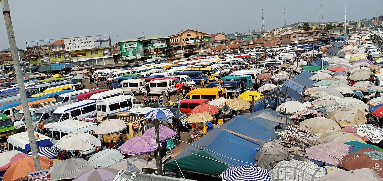 The bus station at Kaneshie, Accra