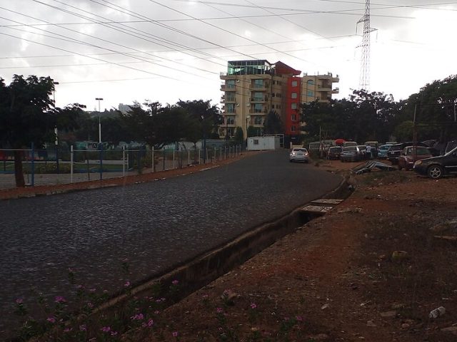 Rain falling on a street in Accra
