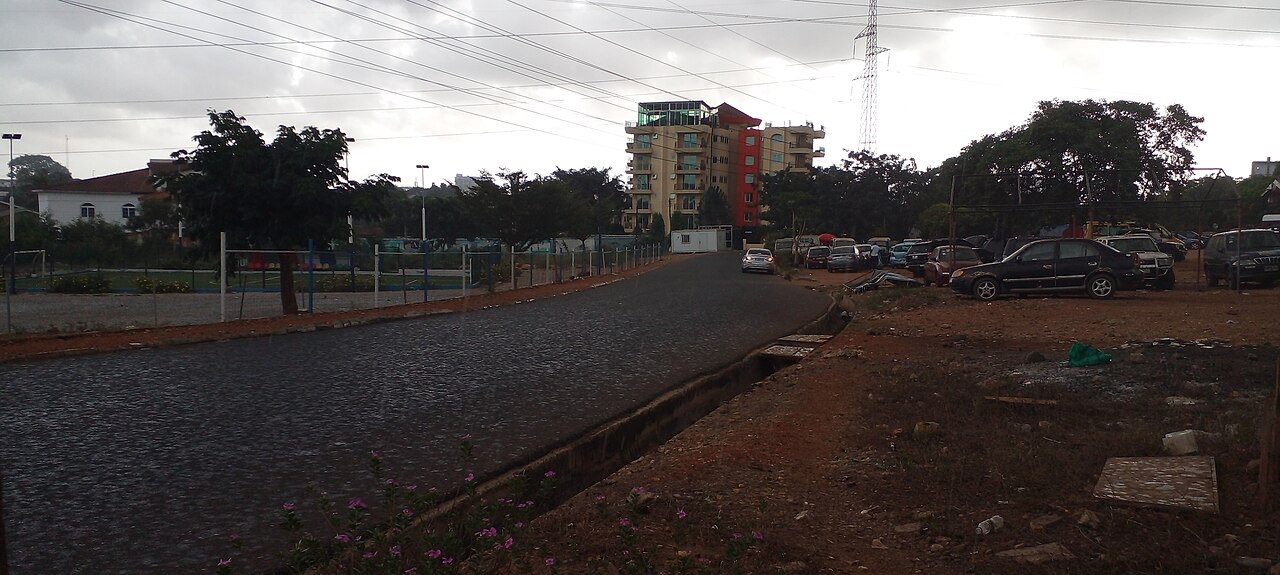 Rain falling on a street in Accra