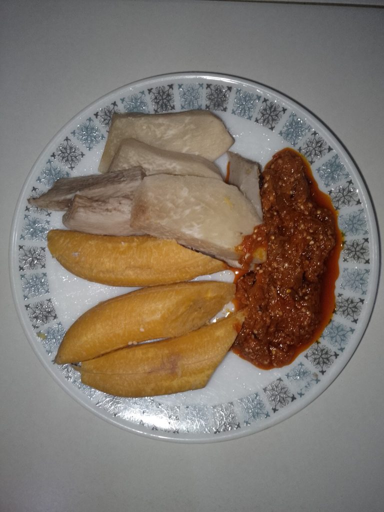 Boiled yam and plantain