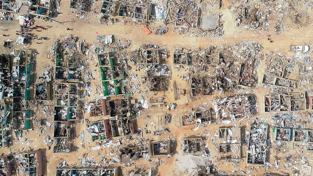An aerial view of the aftermath of the 2022 Apiate explosion