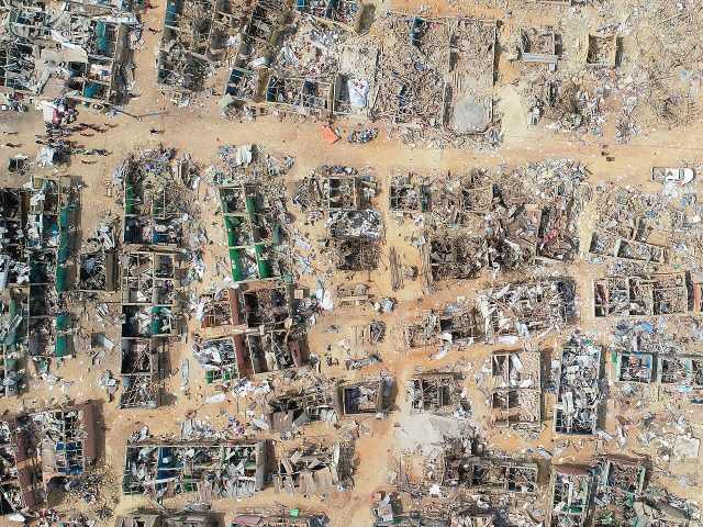 An aerial view of the aftermath of the 2022 Apiate explosion