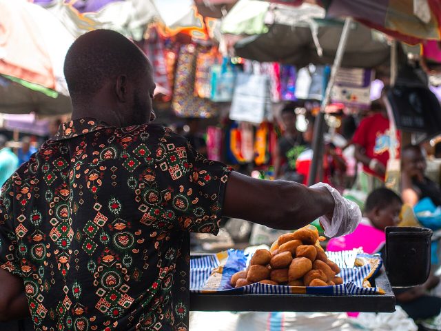Puff-puff, known in Ghana as bofrot, for sale