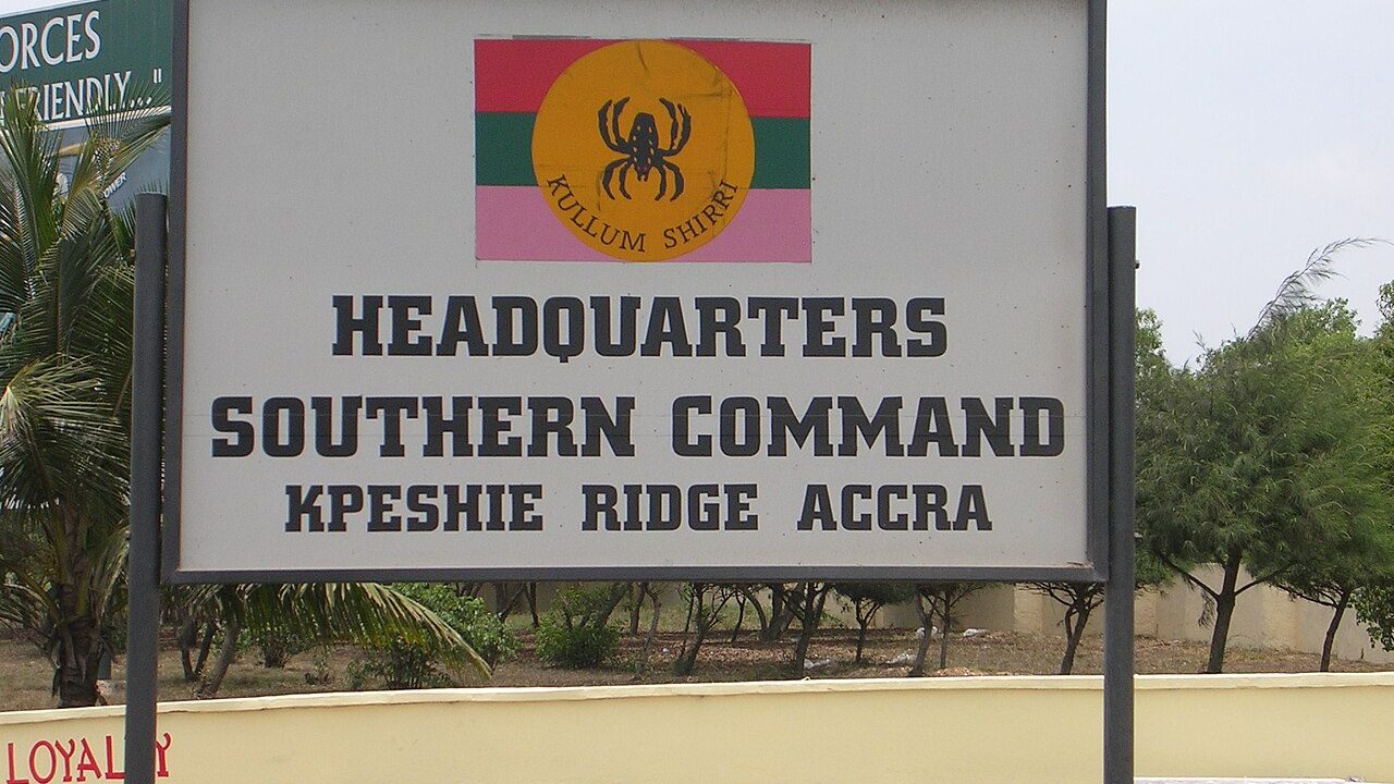 Gate sign at the Southern Command headquarters of the Ghana Army
