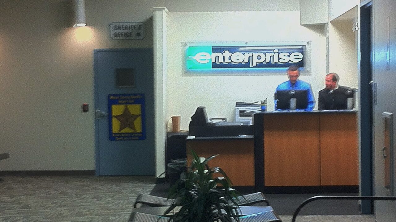 A car rental counter