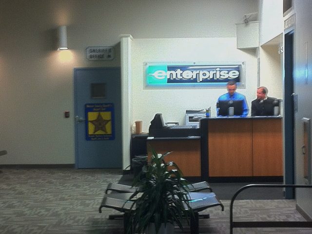 A car rental counter