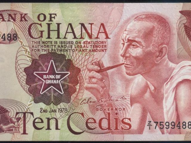 A 10 cedi banknote from 1978