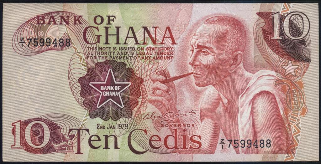 A 10 cedi banknote from 1978