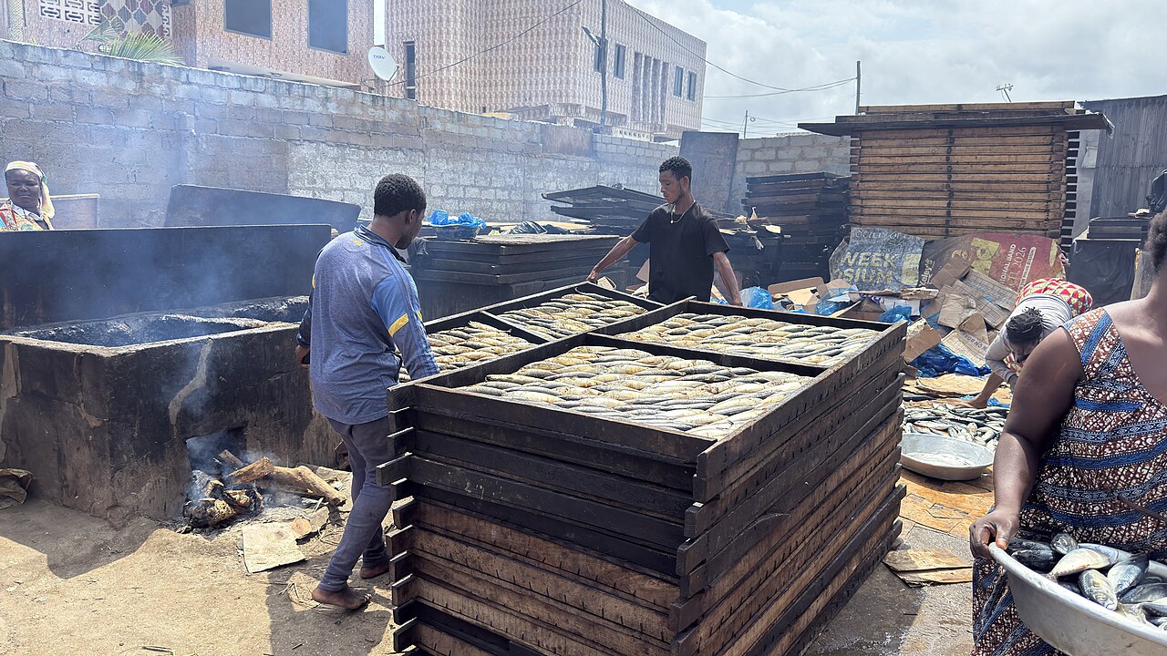 Fish smoking at Chorkor, Accra