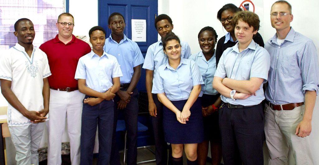 Students and teachers at a school in Ghana