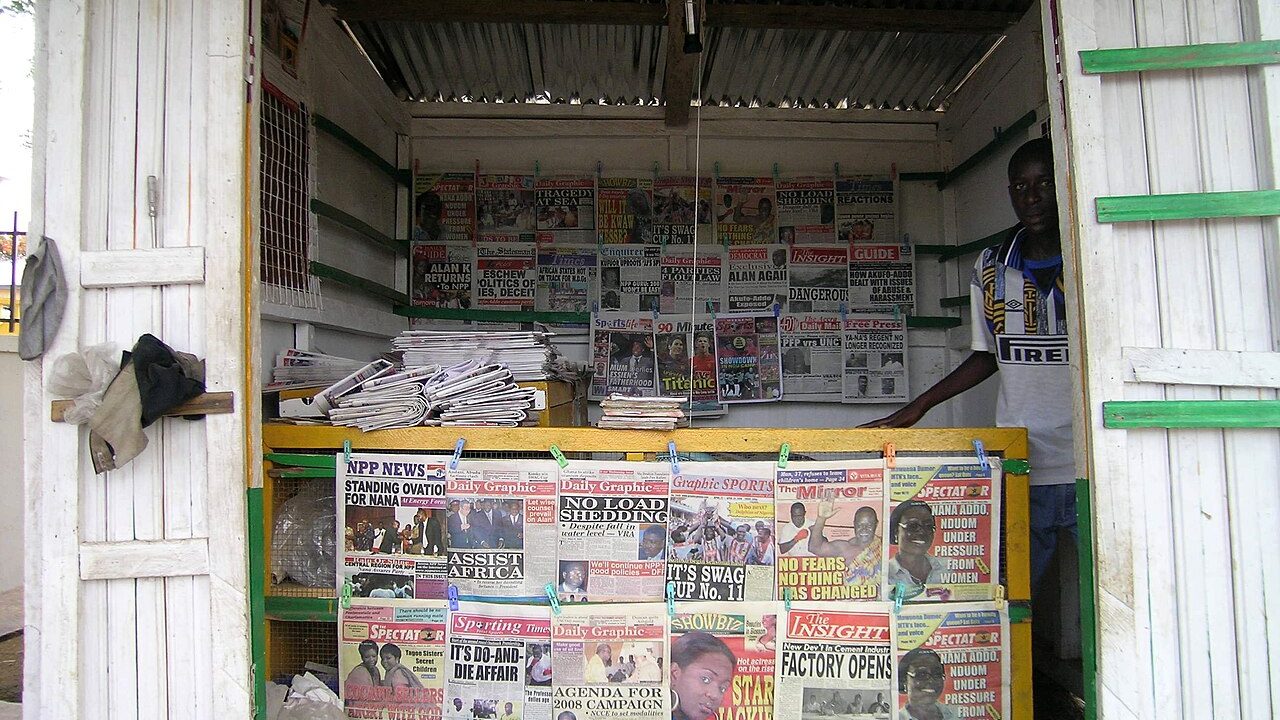 A newspaper kiosk in Bolgatanga, Ghana