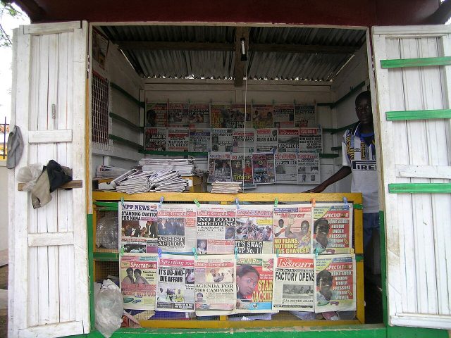 A newspaper kiosk in Bolgatanga, Ghana