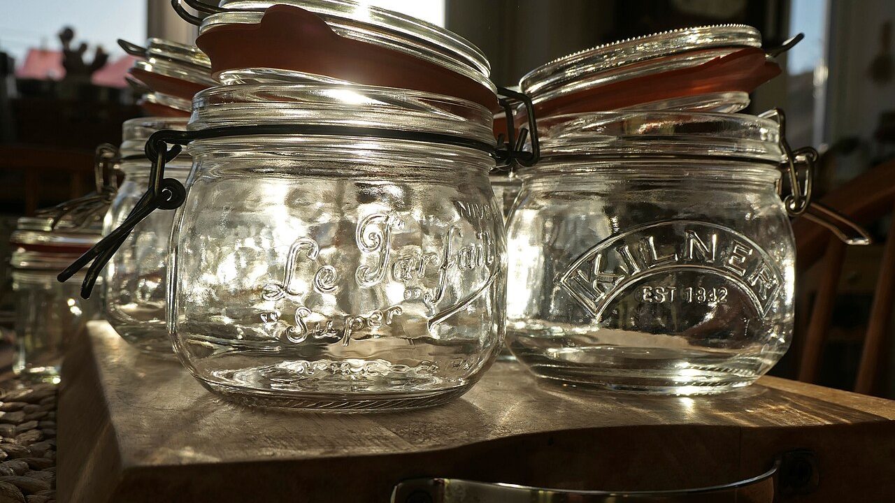 Jars prepared for marmalade making