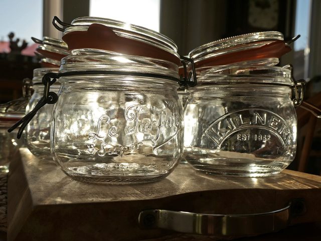 Jars prepared for marmalade making
