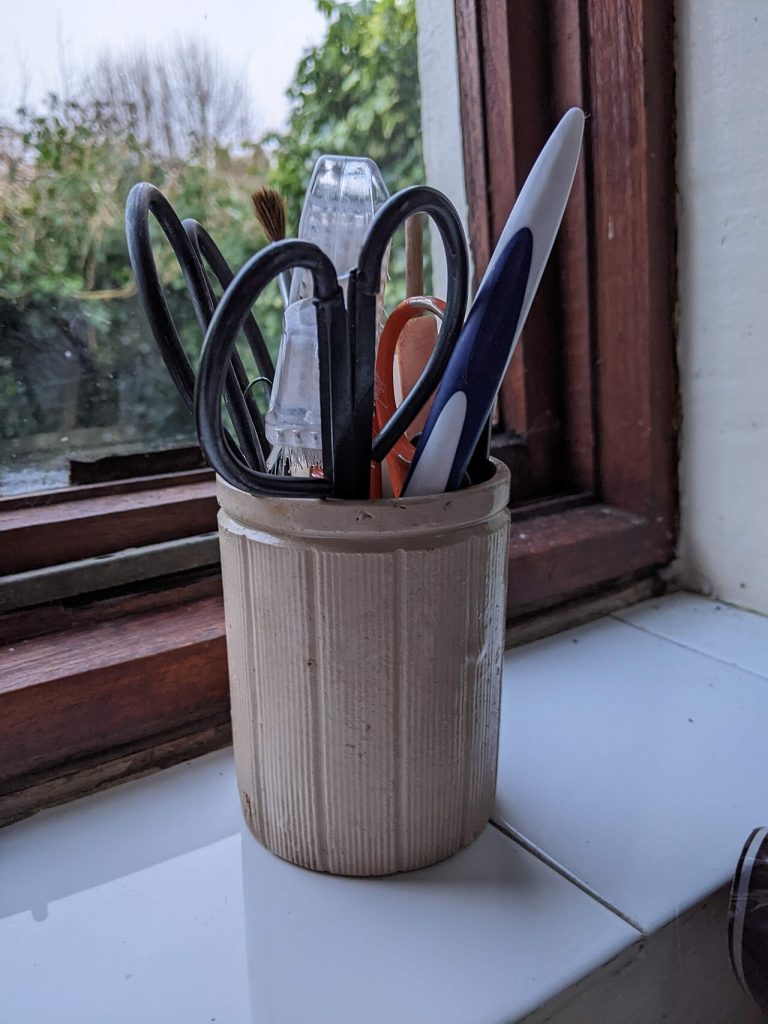 An old earthenware marmalade jar