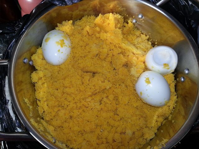 Oto, mashed yam with palm oil