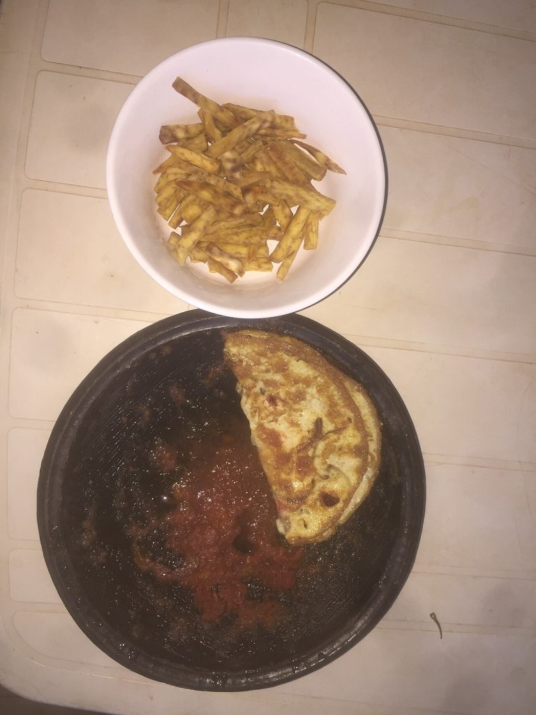 Fried yam with pepper
