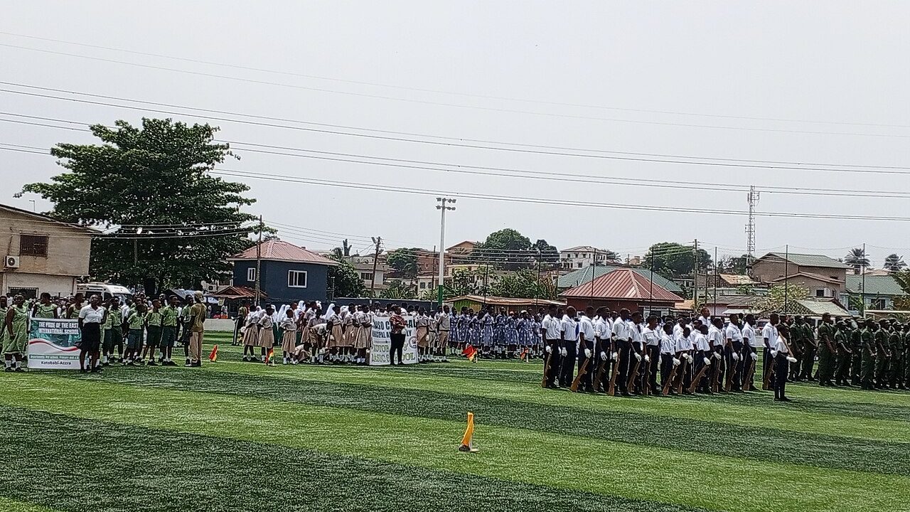 An Independence Day parade at Alajo, Accra