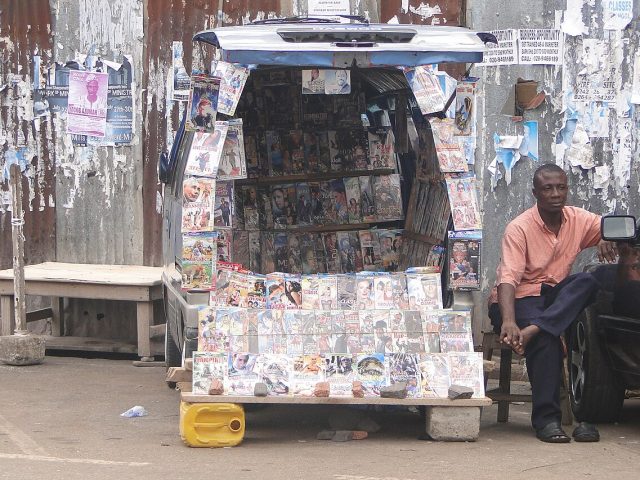 A newsstand in Kumasi, Ghana