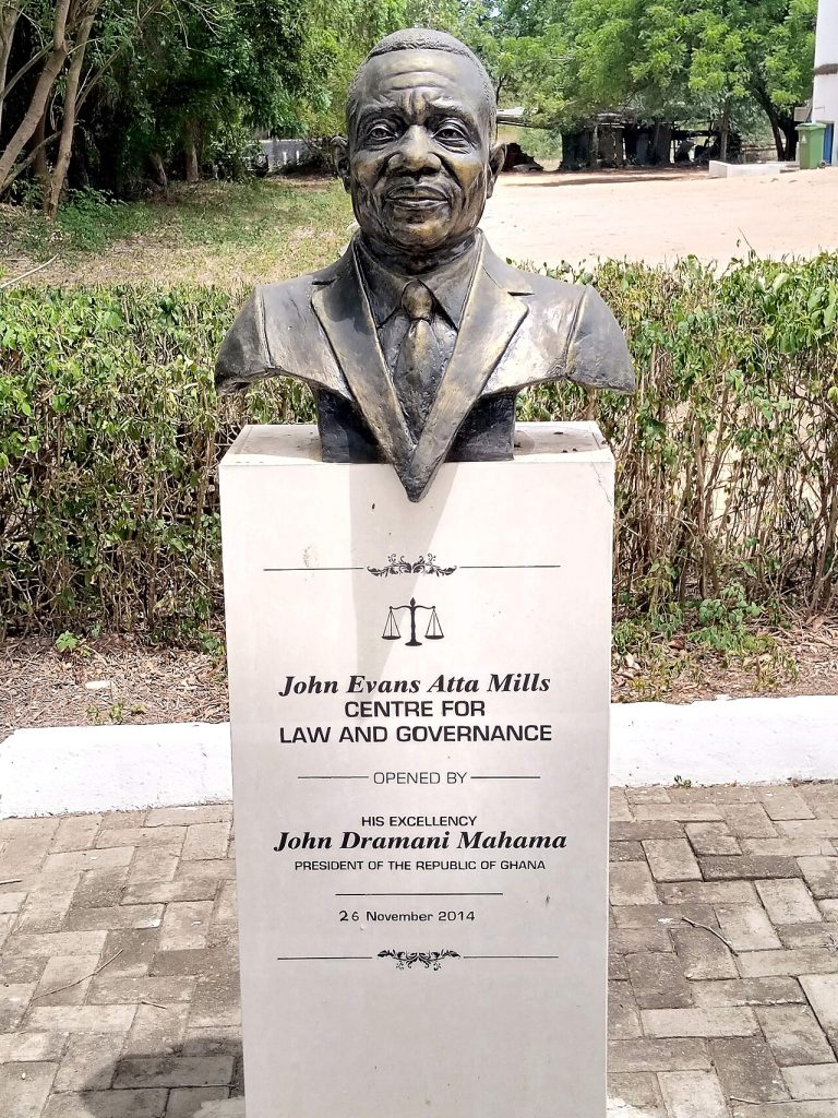 The statue of John Evans Atta Mills at GIMPA