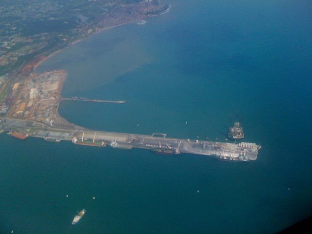 The oilfield base and harbour at Takoradi