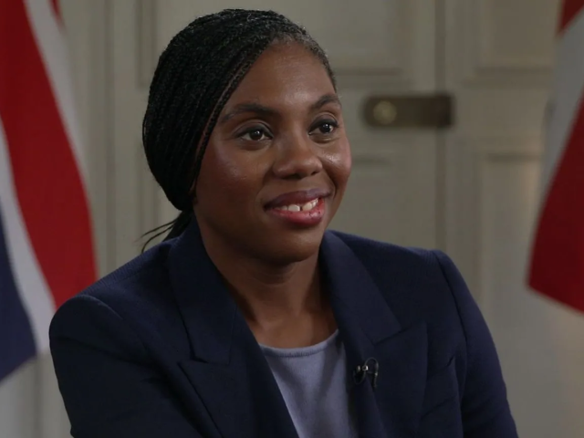 Kemi Badenoch backs face covering ban at protest