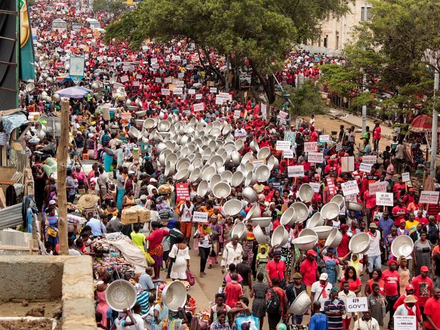 Protesters in Accra's business district