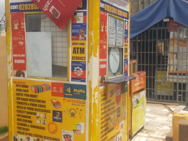 A mobile money kiosk in Ghana