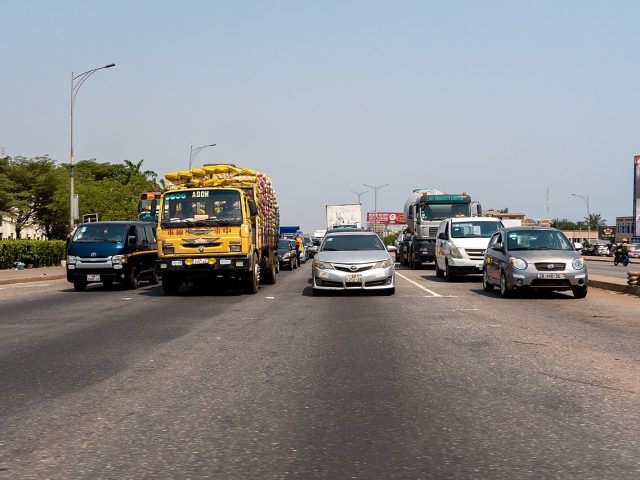 Traffic at a busy Accra intersection