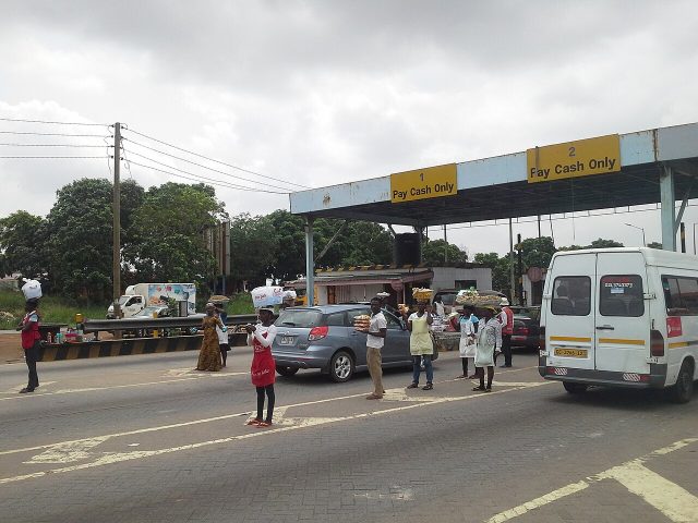 A toll booth on the Accra-Tema Motorway