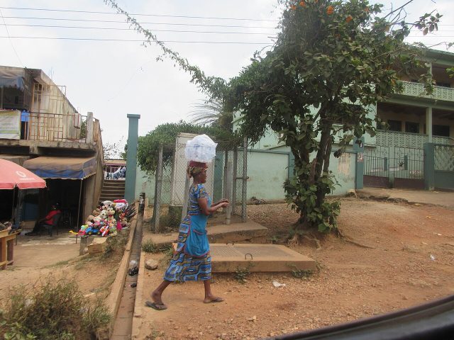 A sachet water seller in Ghana