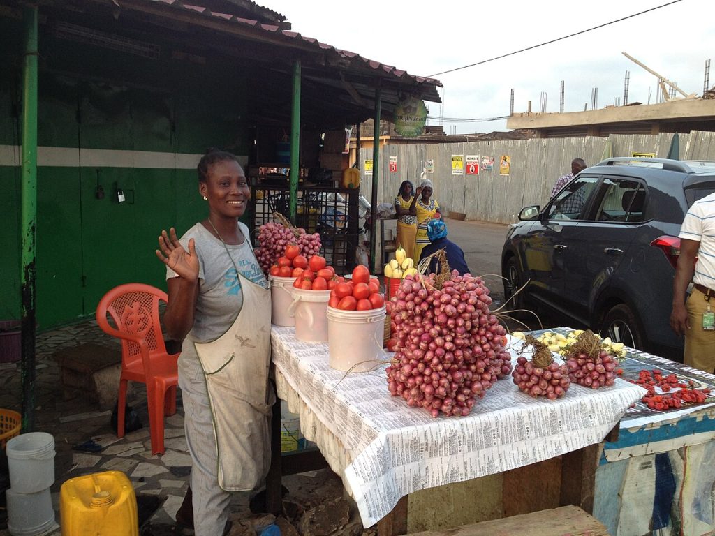 A shito ingredients seller at Malam Atta Market in Accra
