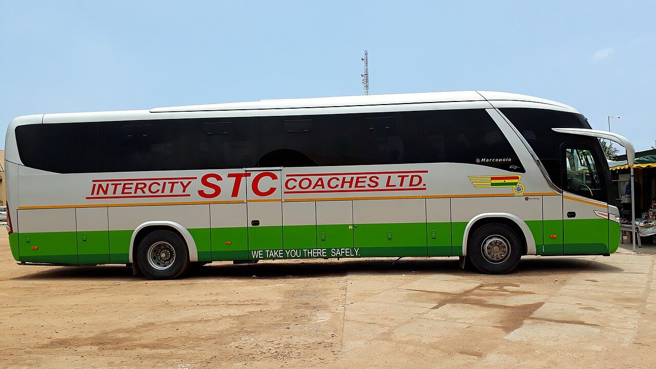 An STC coach parked at a terminal