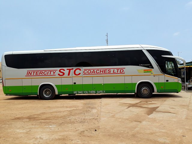 An STC coach parked at a terminal